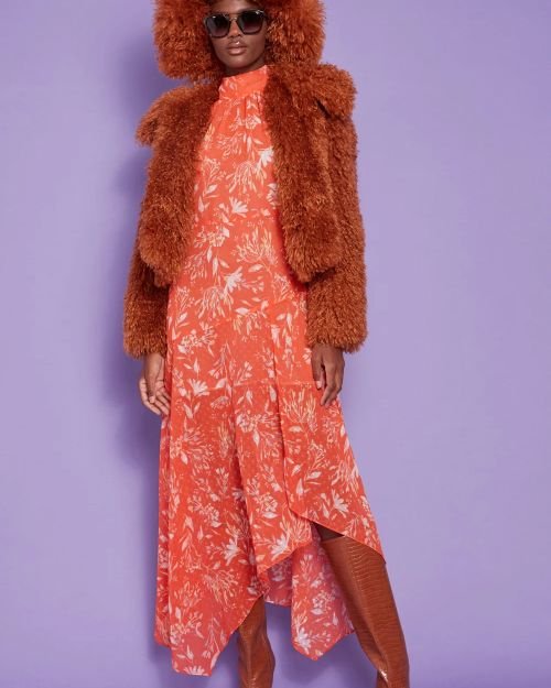Chocolate Bamboo Lyocell Knitted Vegan Faux Shearling Jacket